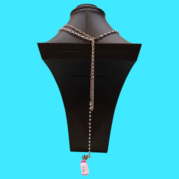 NEW Rare Betsey Johnson Long Layered Necklace with Extender Pink Skis Ski Poles - Picture 10 of 11